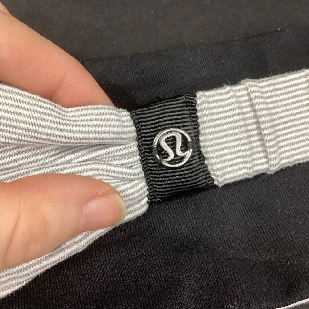 LuLuLemon Bang Buster Headband Reversible Wee Stripe White Heathered Grey/Black